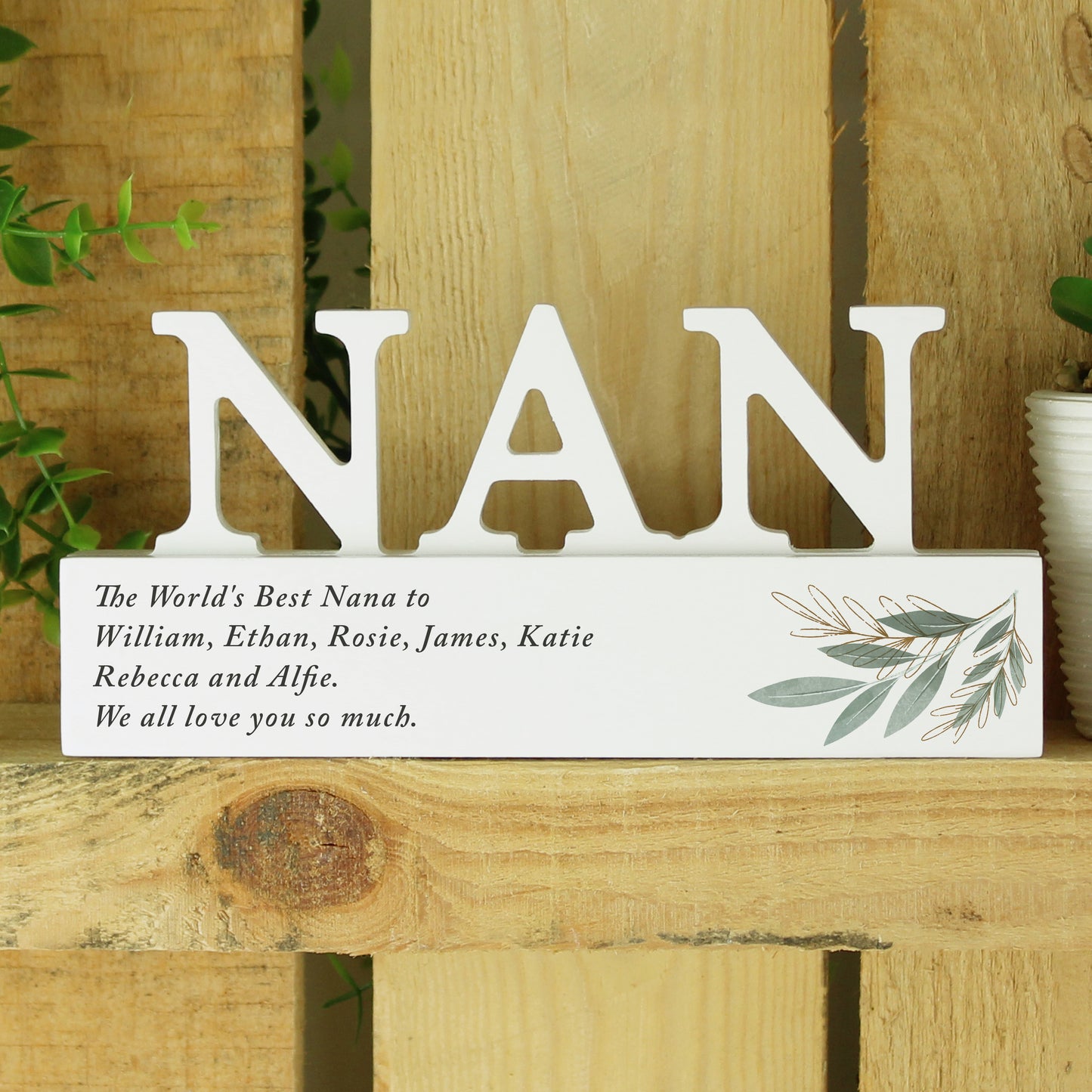 Personalised Botanical Wooden Nan Ornament - image 3