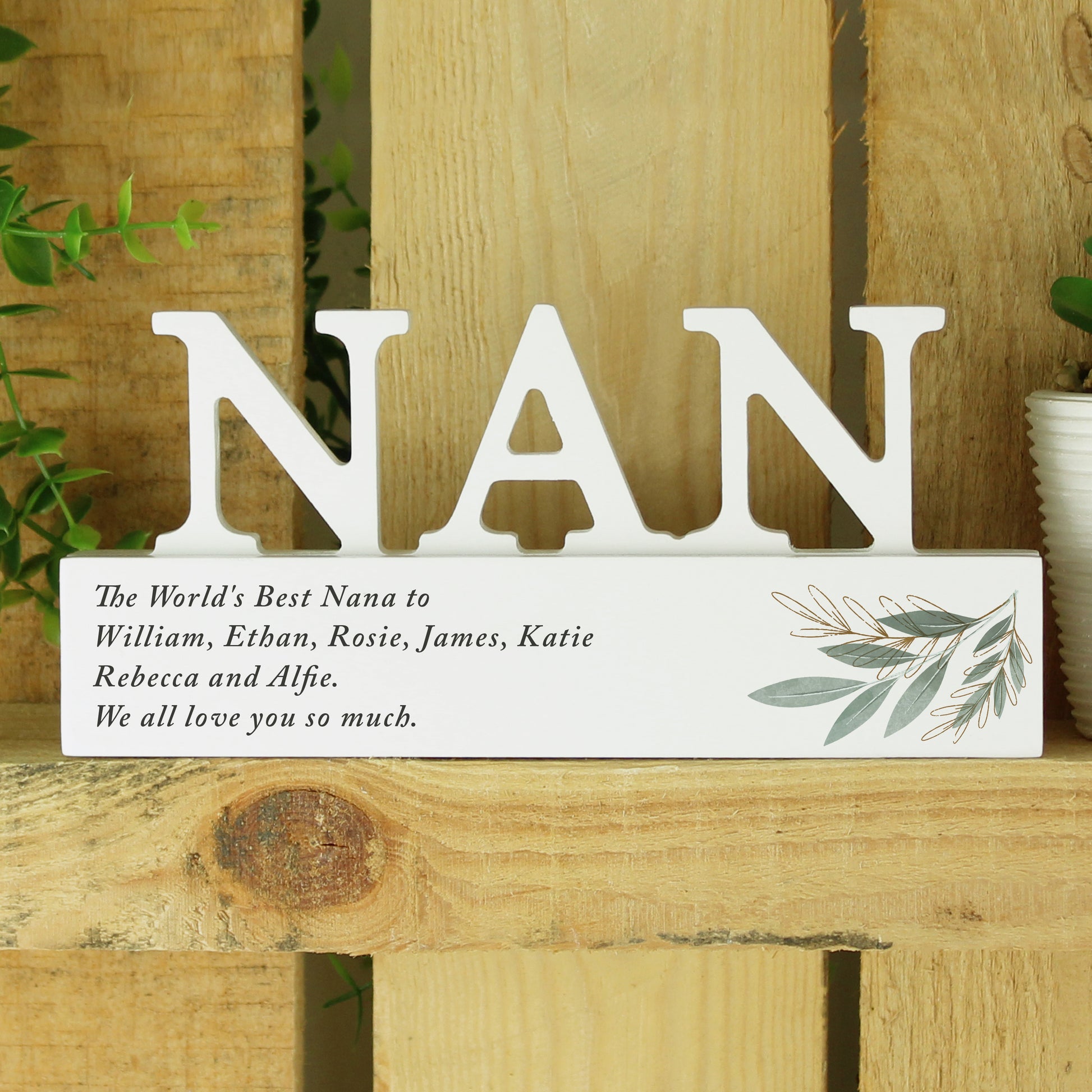 Personalised Botanical Wooden Nan Ornament - image 3