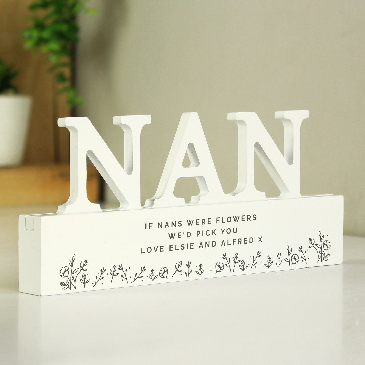 Personalised Floral Wooden Nan Ornament from Heartfelt Gifts