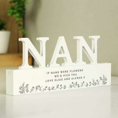Personalised Floral Wooden Nan Ornament from Heartfelt Gifts
