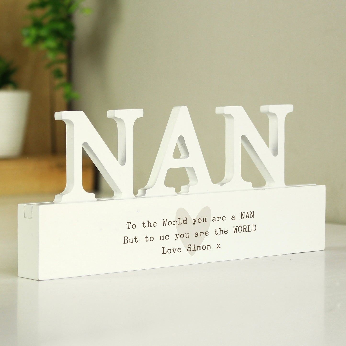 Personalised Free Text Heart Wooden Nan Ornament - image 3