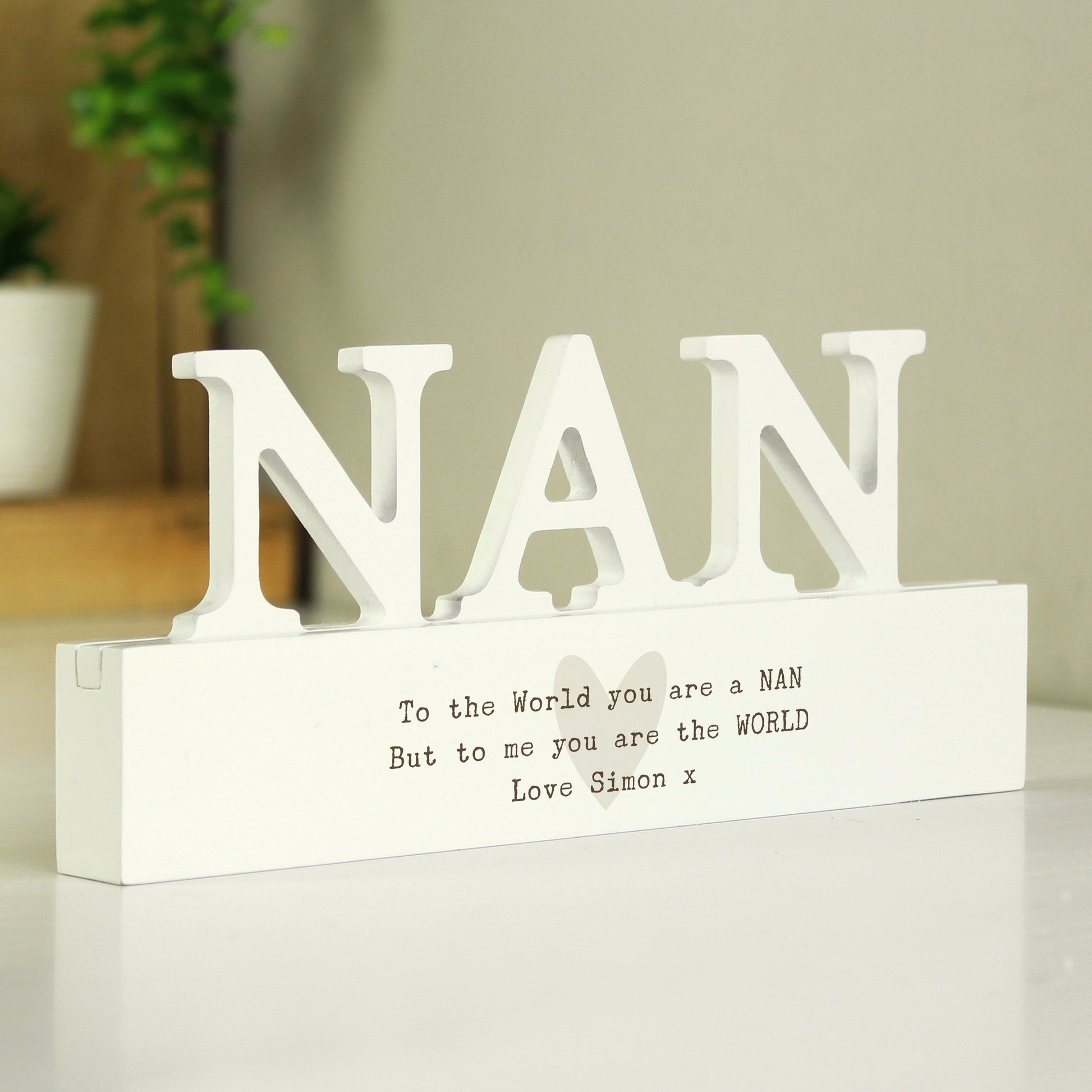Personalised Free Text Heart Wooden Nan Ornament - image 3
