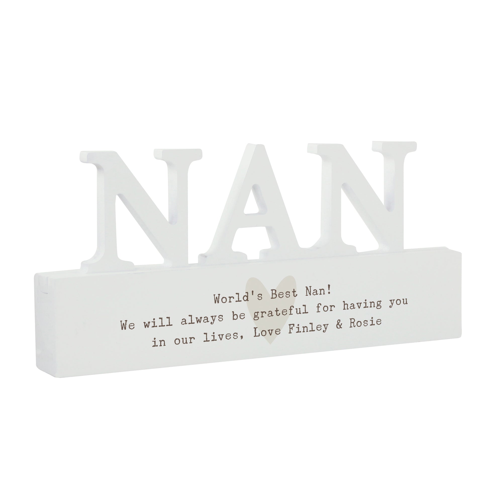 Personalised Free Text Heart Wooden Nan Ornament - image 5