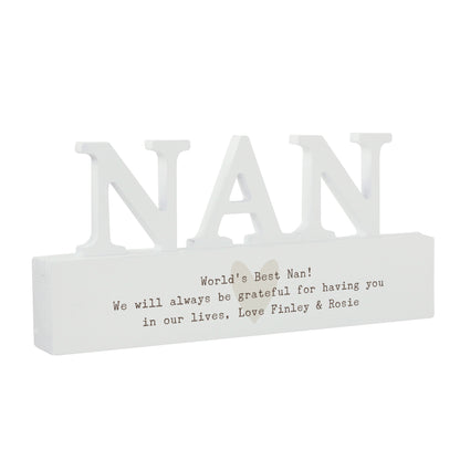 Personalised Free Text Heart Wooden Nan Ornament - image 5
