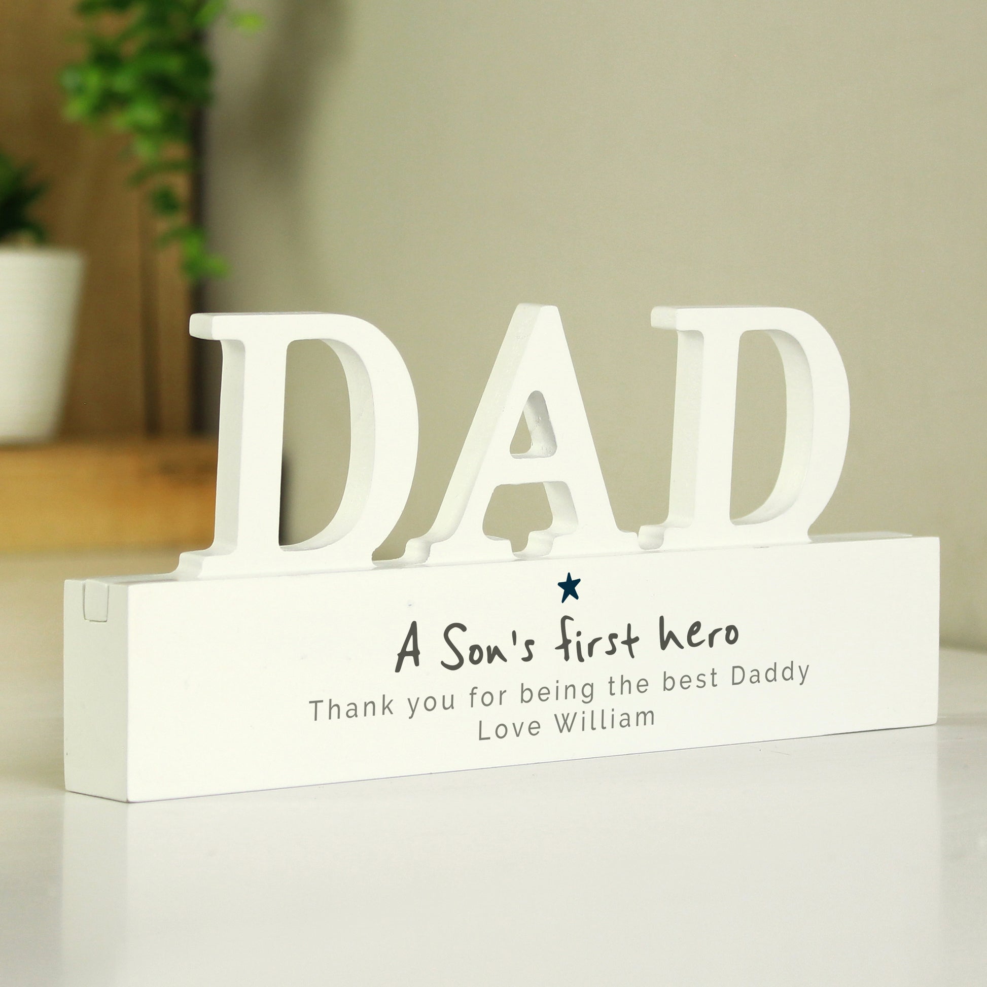 Personalised A Sons First Hero Wooden Dad Ornament - image 2