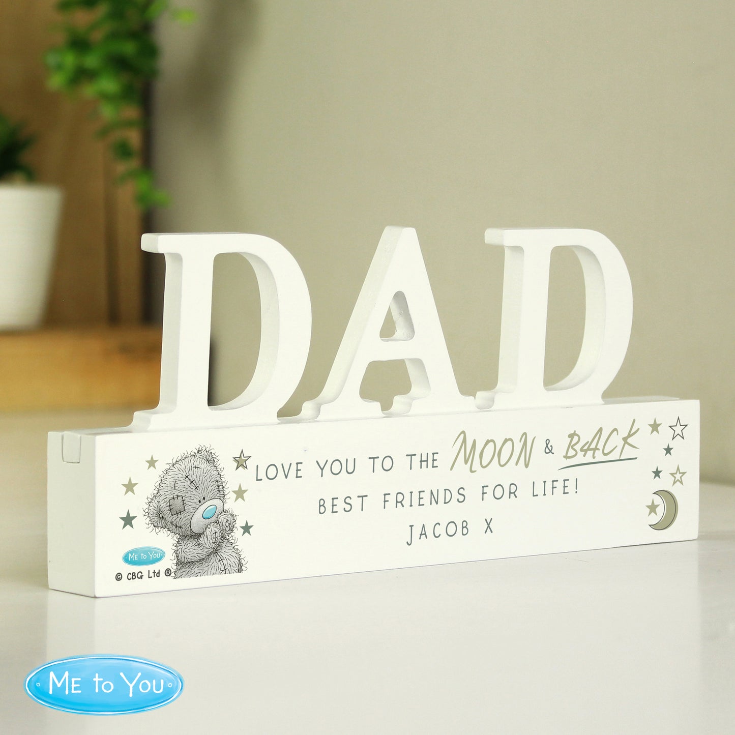 Personalised Me To You Moon and Back Wooden Dad Ornament - image 2