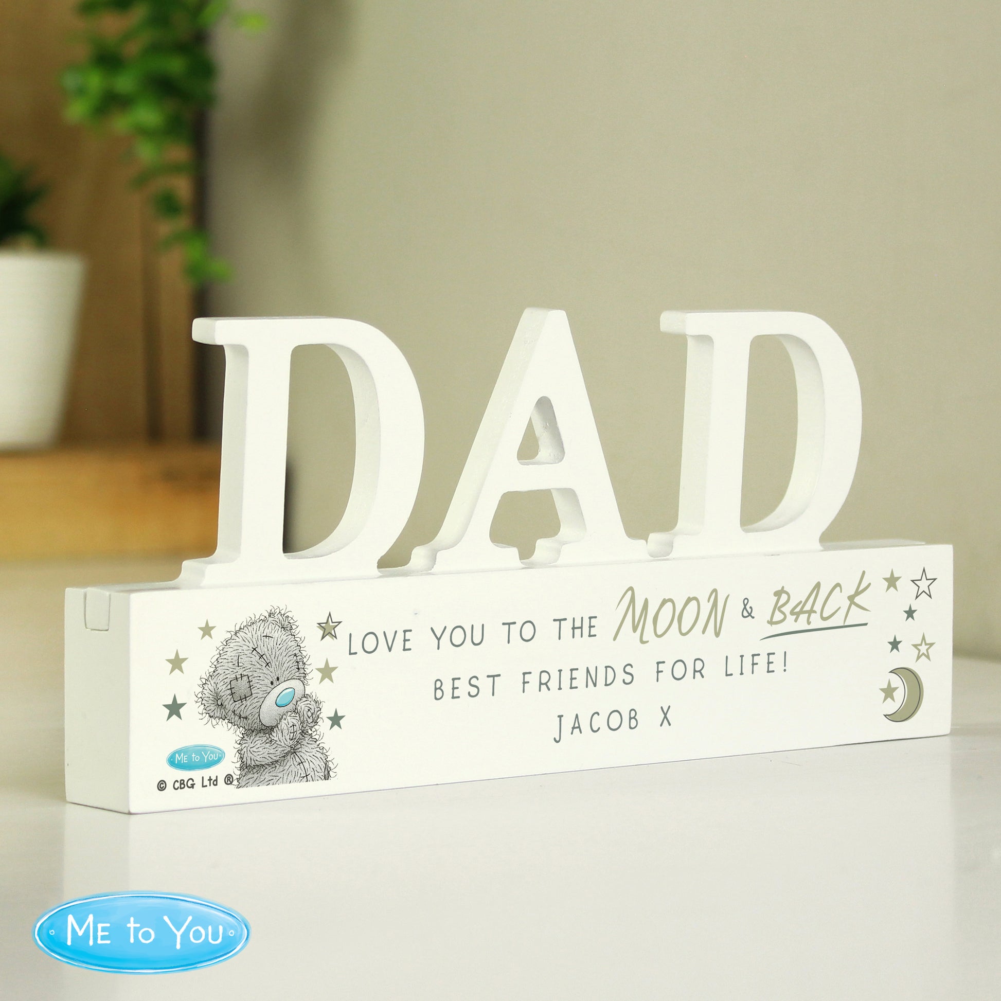 Personalised Me To You Moon and Back Wooden Dad Ornament - image 2
