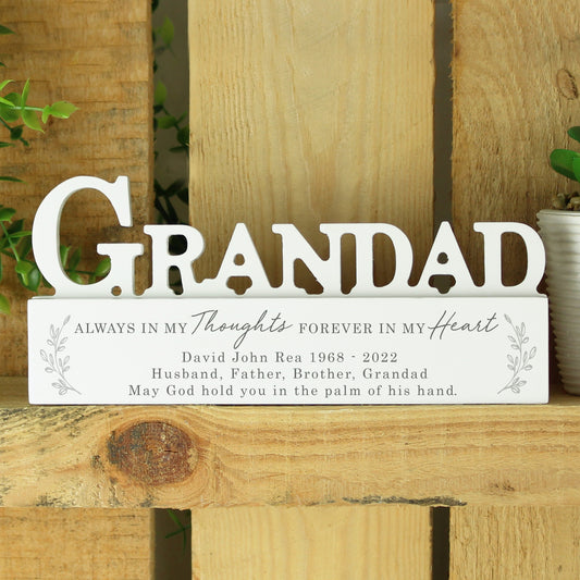 Personalised In Loving Memory Wooden Grandad Ornament from Heartfelt Gifts