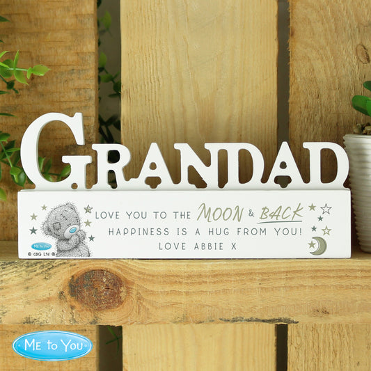 Personalised Me To You Moon and Back Wooden Grandad Ornament from Heartfelt Gifts