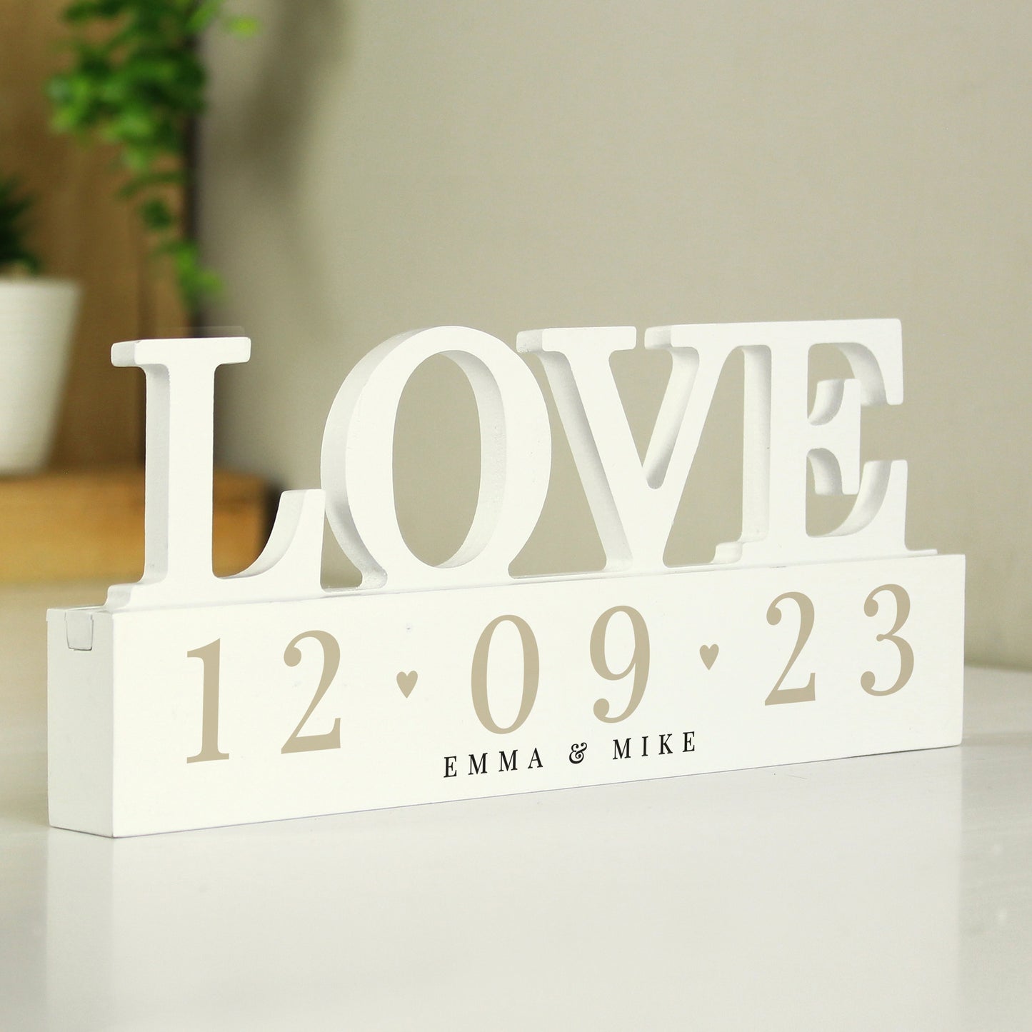 Personalised Special Date Wooden Love Ornament from Heartfelt Gifts