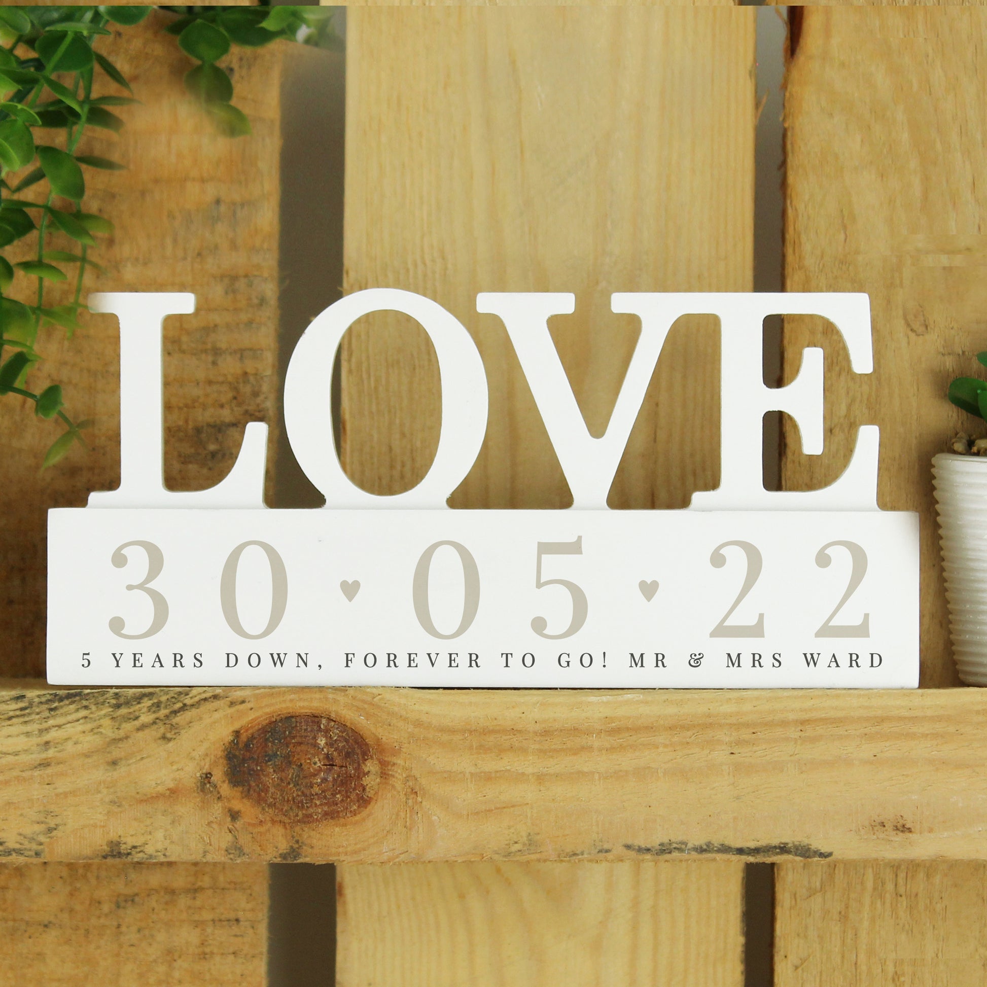 Personalised Special Date Wooden Love Ornament - image 3