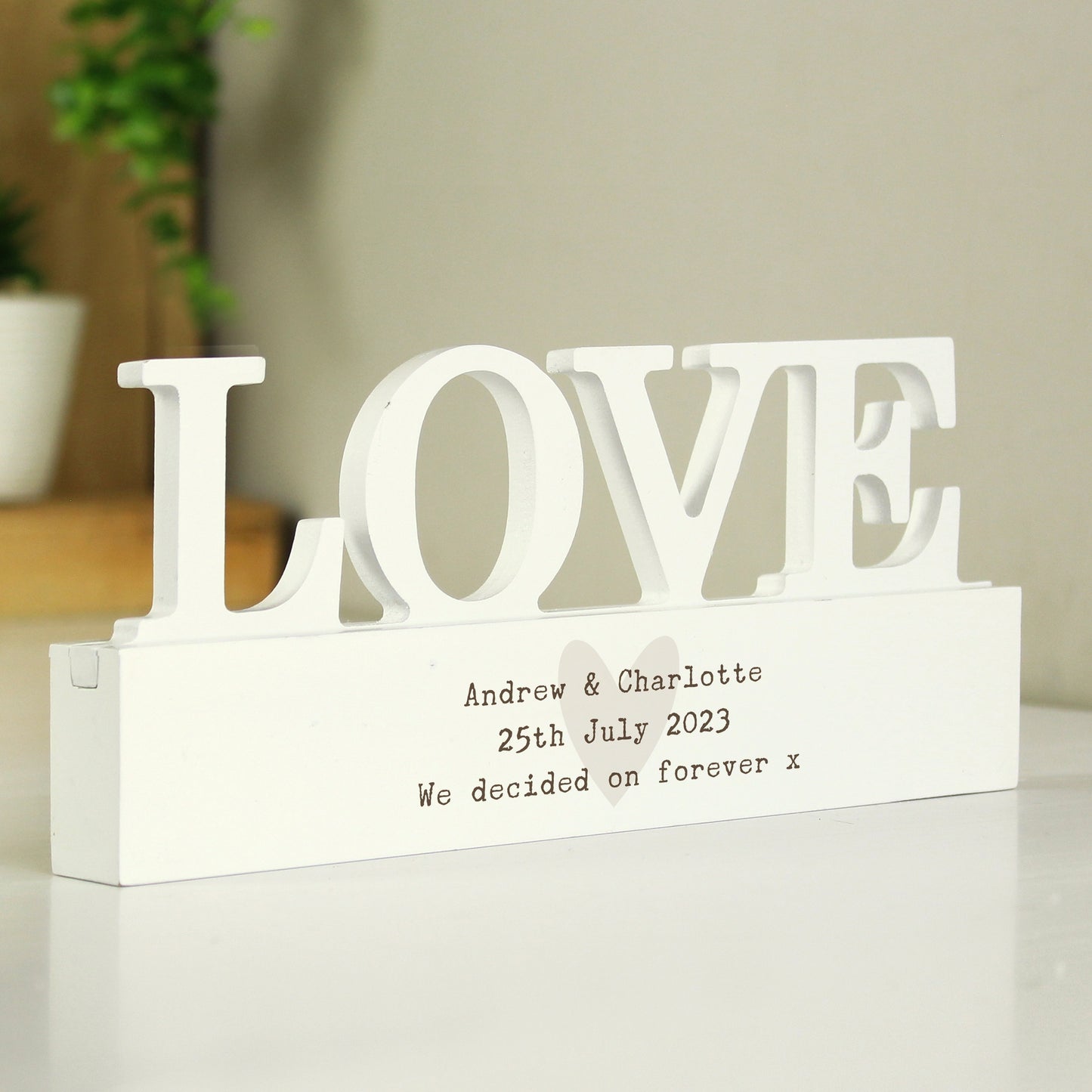 Personalised Free Text Heart Wooden Love Ornament from Heartfelt Gifts