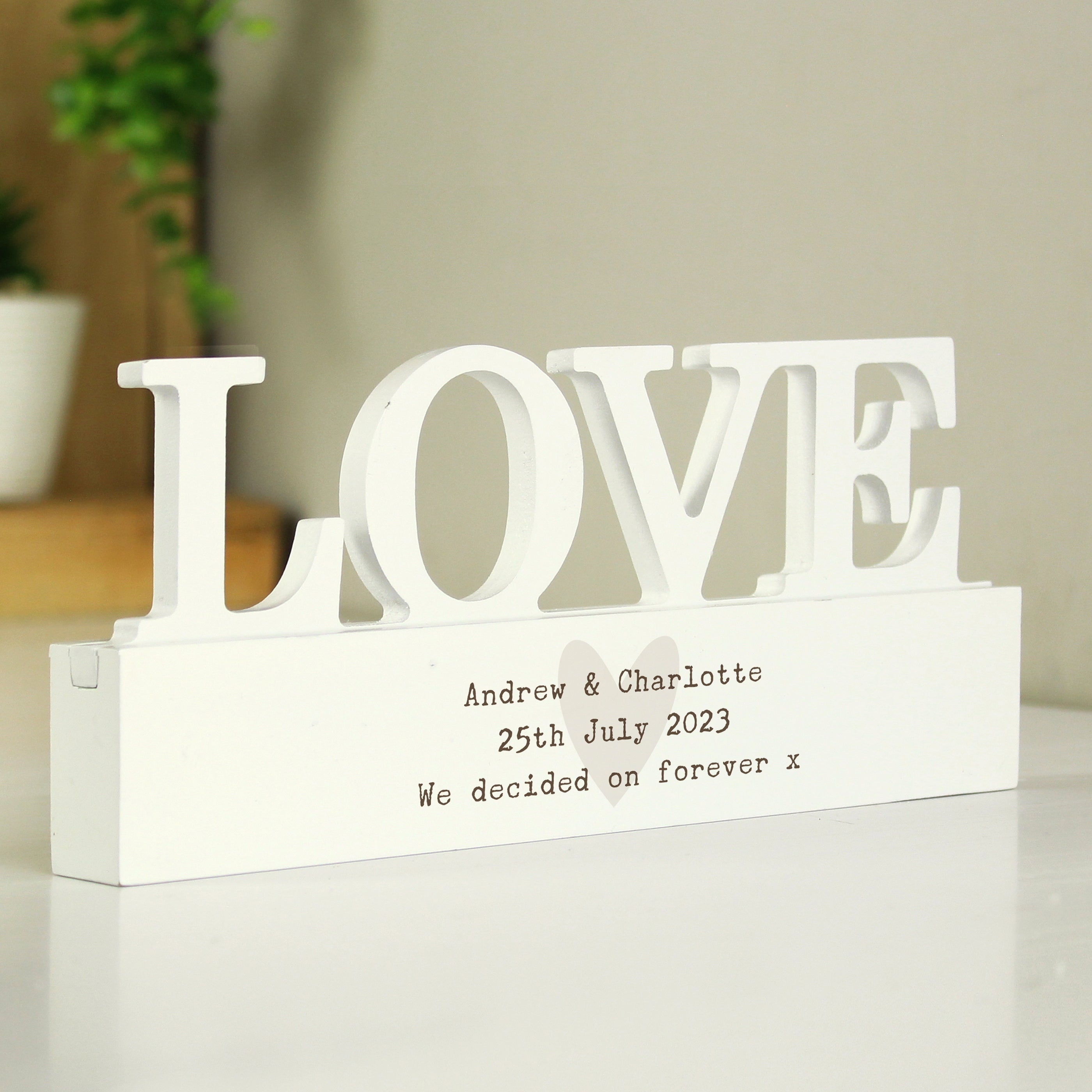 Personalised Free Text Heart Wooden Love Ornament from Heartfelt Gifts
