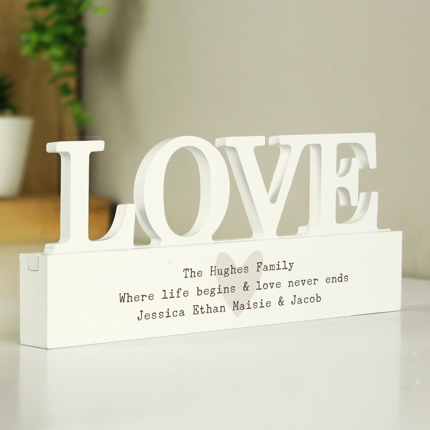 Personalised Free Text Heart Wooden Love Ornament - image 2