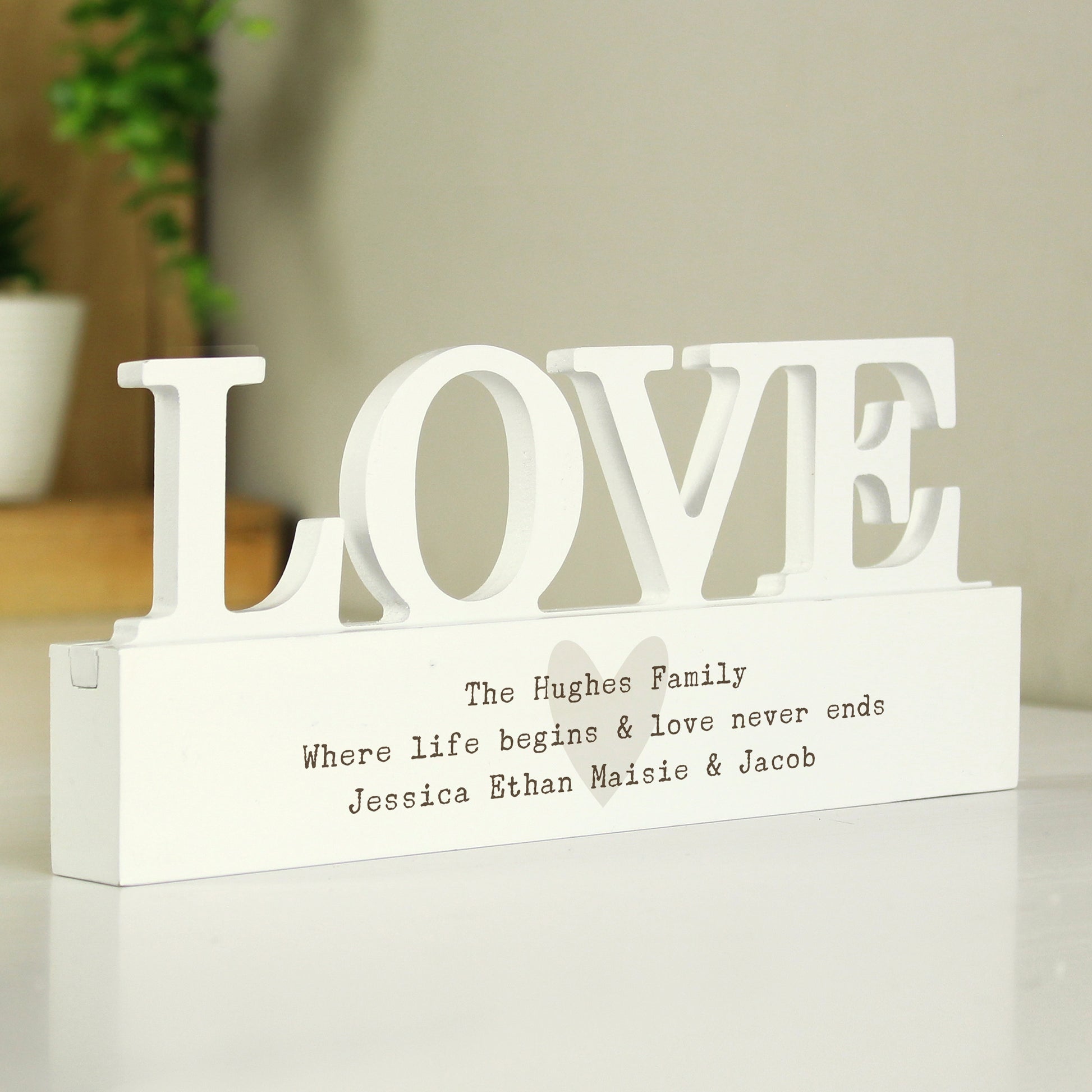 Personalised Free Text Heart Wooden Love Ornament - image 2