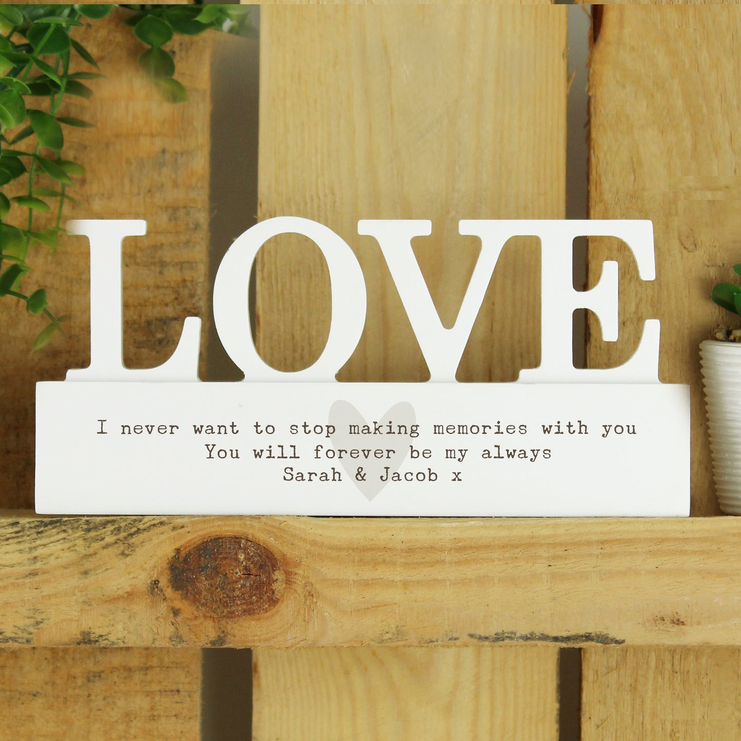 Personalised Free Text Heart Wooden Love Ornament - image 3