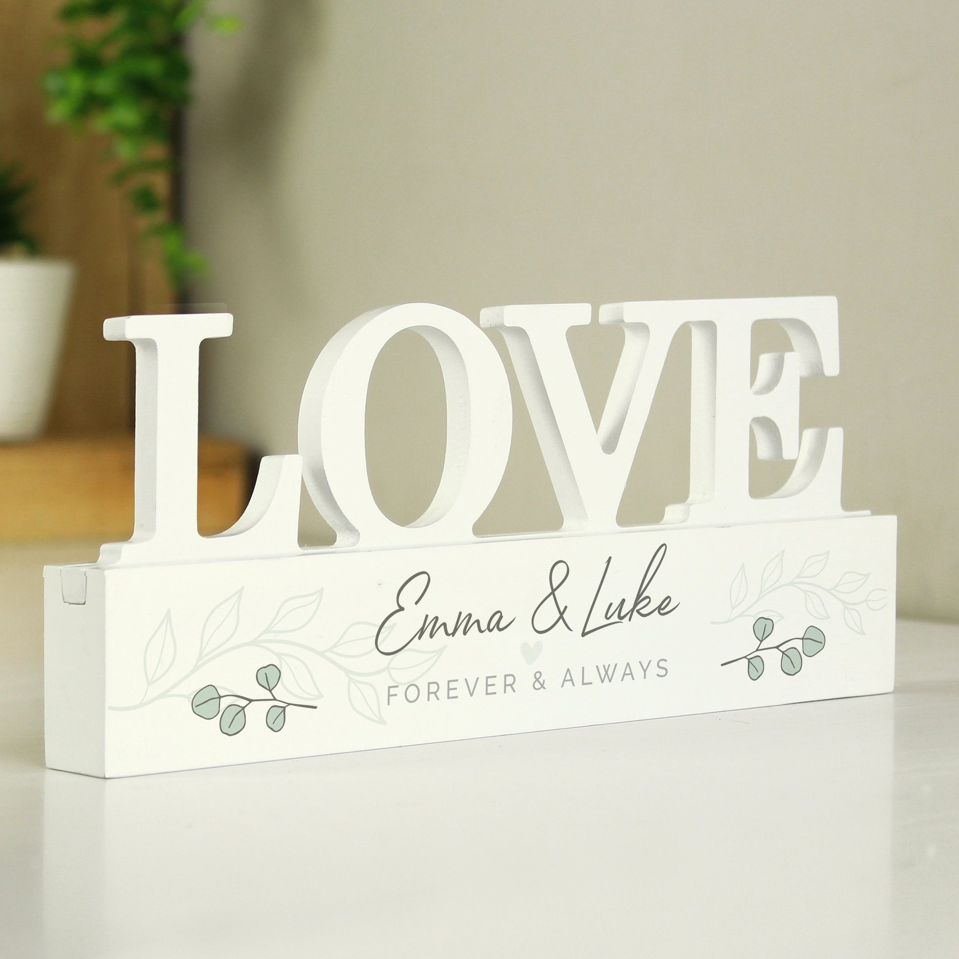 Personalised Botanical Wooden Love Ornament from Heartfelt Gifts