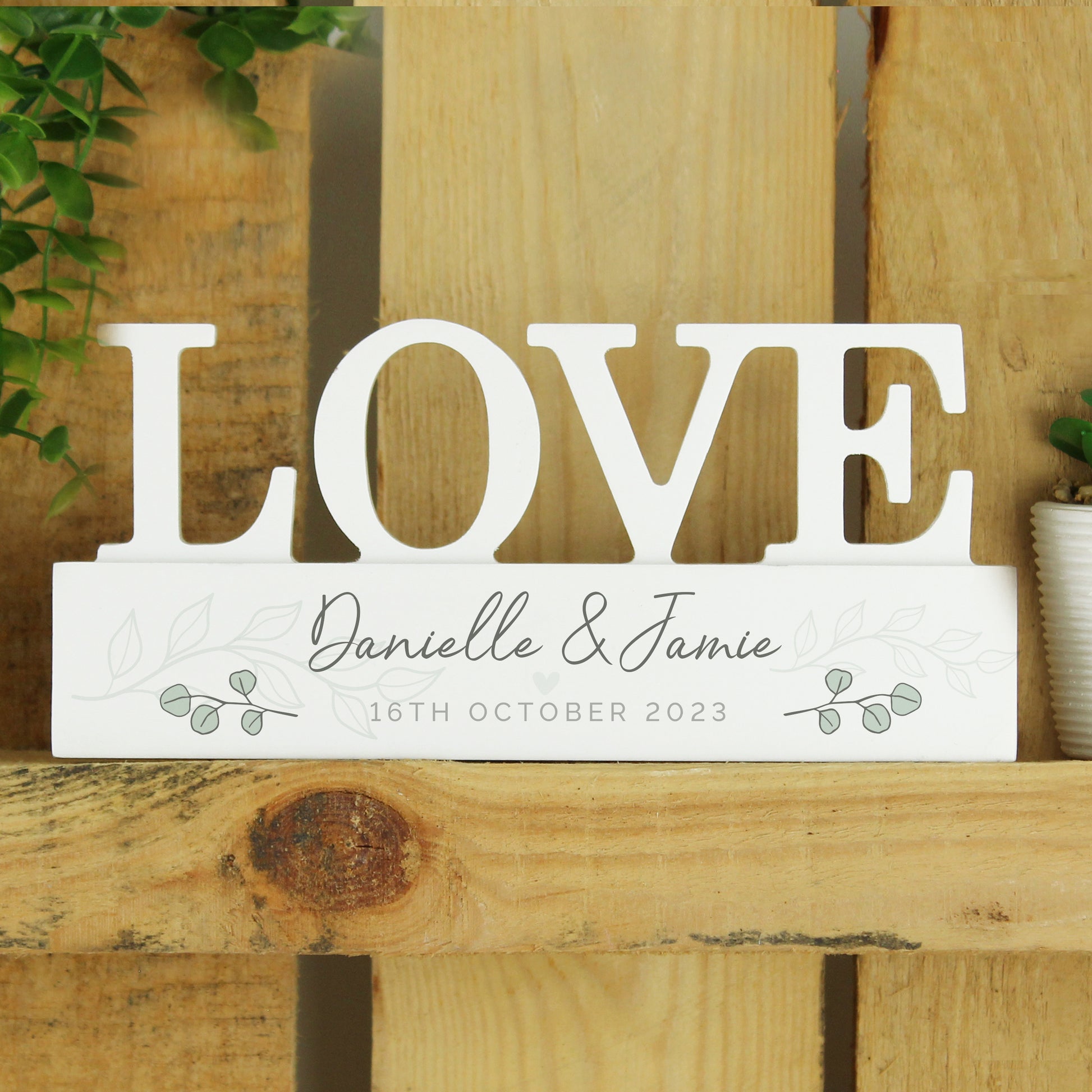 Personalised Botanical Wooden Love Ornament - image 2