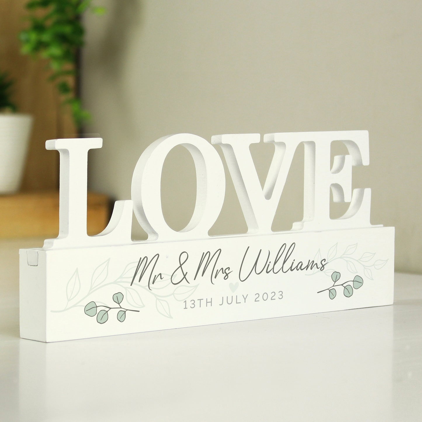 Personalised Botanical Wooden Love Ornament - image 3