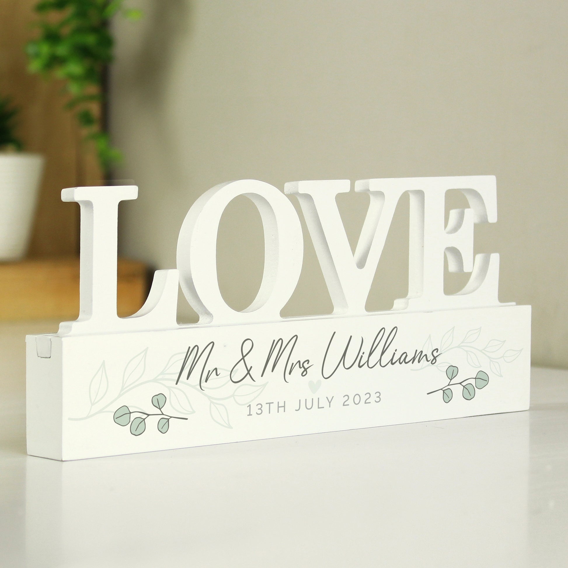 Personalised Botanical Wooden Love Ornament - image 3
