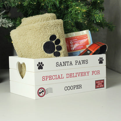 Personalised Santa Paws White Wooden Crate from Heartfelt Gifts