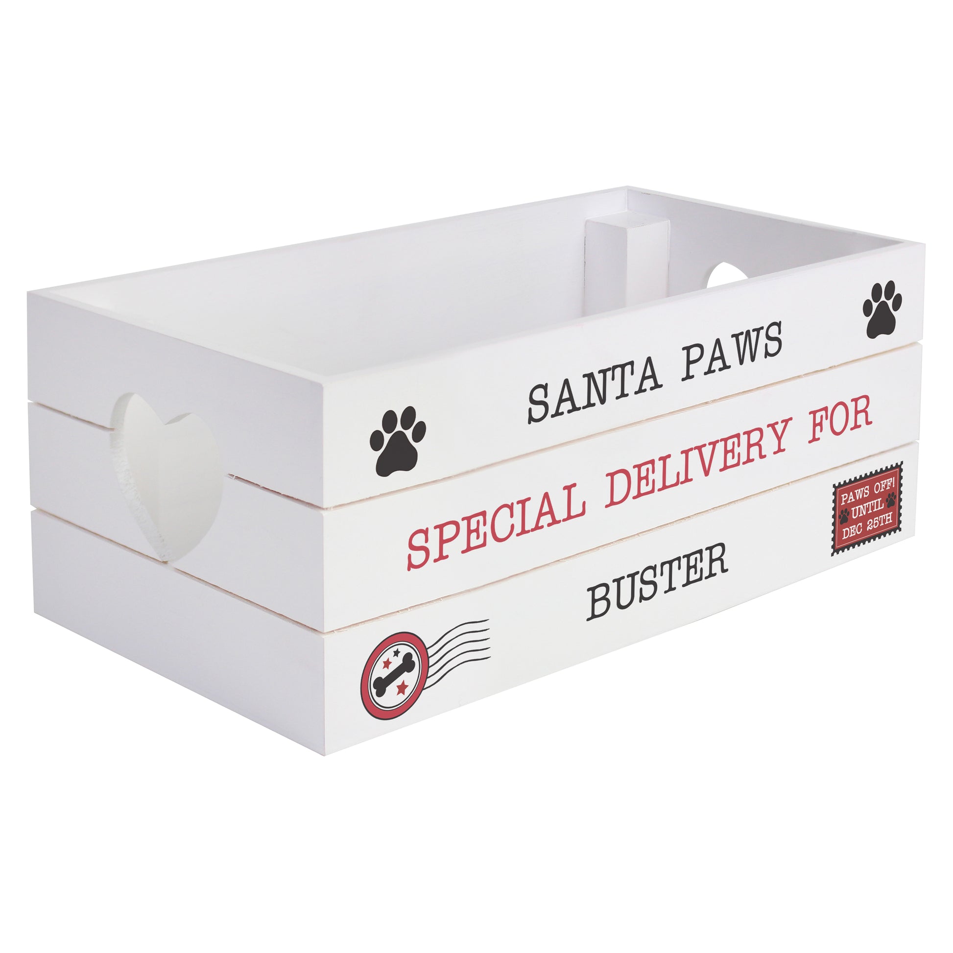Personalised Santa Paws White Wooden Crate - image 4