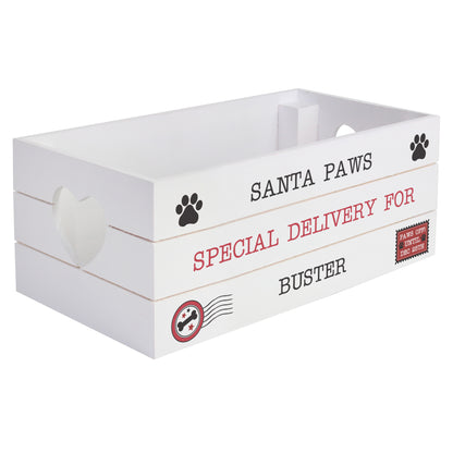 Personalised Santa Paws White Wooden Crate - image 4