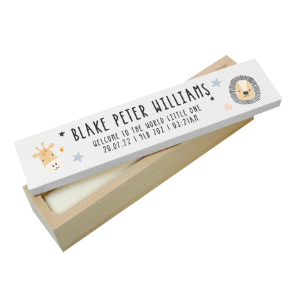 Personalised Scandi Safari Animals Wooden Birth Certificate Holder - image 5