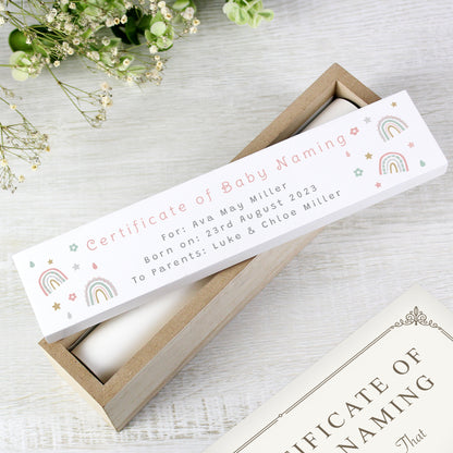Personalised Rainbow Wooden Birth Certificate Holder - image 6