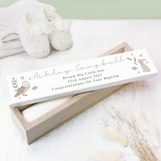 Personalised Woodland Animals Wooden Birth Certificate Holder - image 2