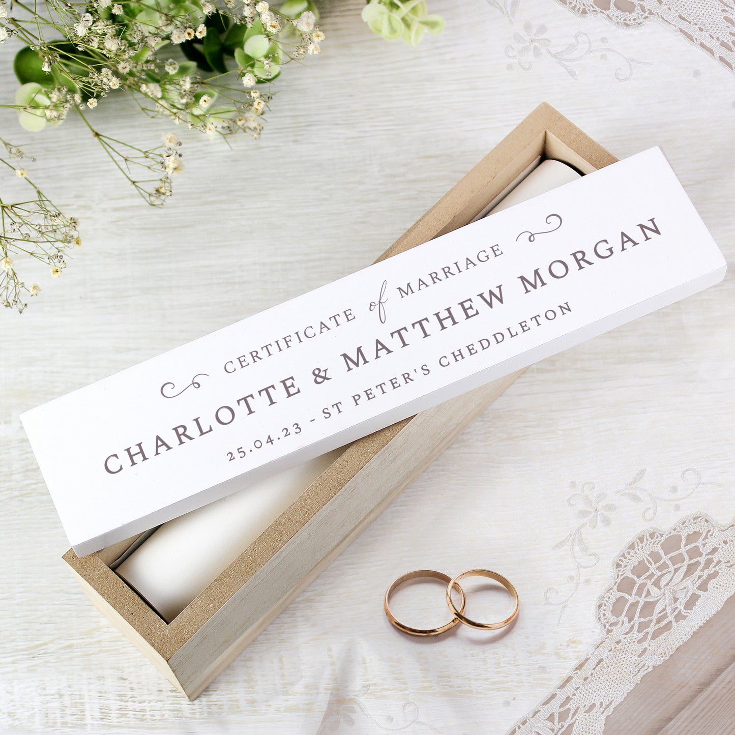 Personalised Wedding Wooden Certificate Holder - image 2