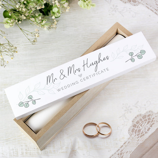 Personalised Botanical Leaves Wooden Certificate Holder - image 2
