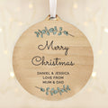 Personalised Botanical Round Wooden Decoration from Heartfelt Gifts