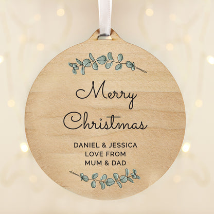 Personalised Botanical Round Wooden Decoration from Heartfelt Gifts