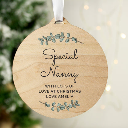 Personalised Botanical Round Wooden Decoration - image 4