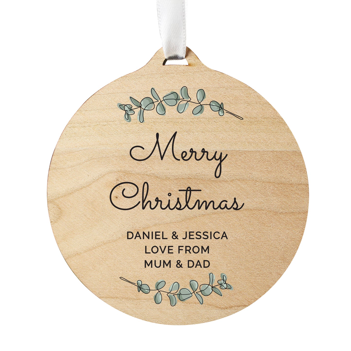 Personalised Botanical Round Wooden Decoration - image 5