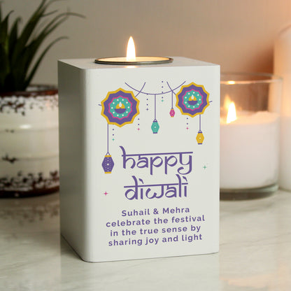 Personalised Diwali Wooden Tealight Holder from Heartfelt Gifts