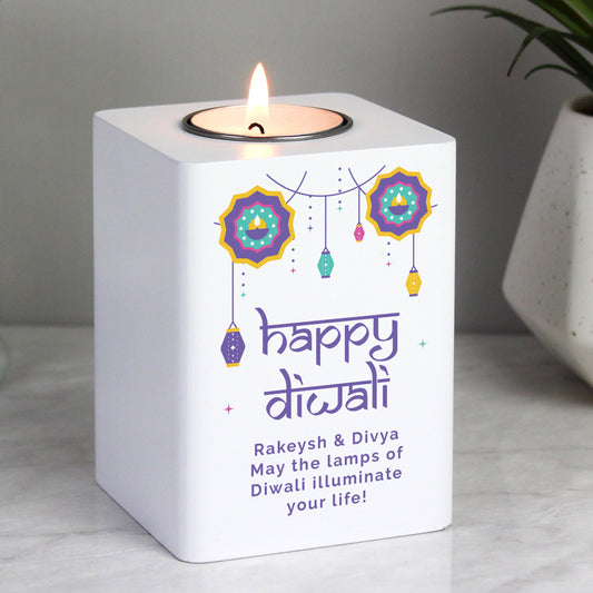 Personalised Diwali Wooden Tealight Holder - image 3