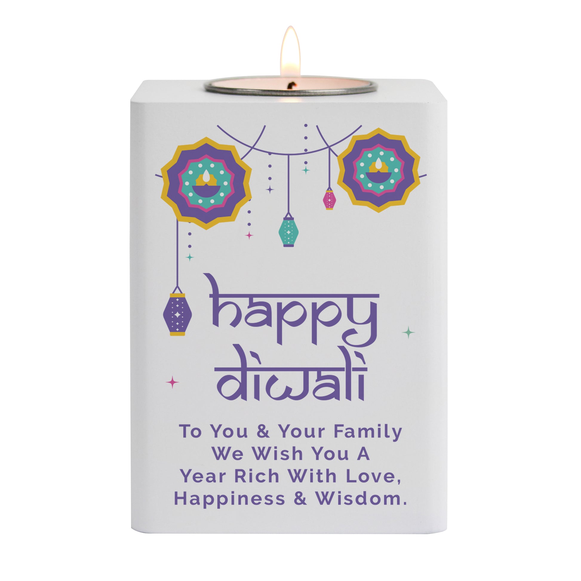 Personalised Diwali Wooden Tealight Holder - image 5