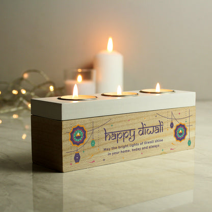 Personalised Diwali Triple Tealight Box from Heartfelt Gifts