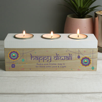Personalised Diwali Triple Tealight Box - image 2