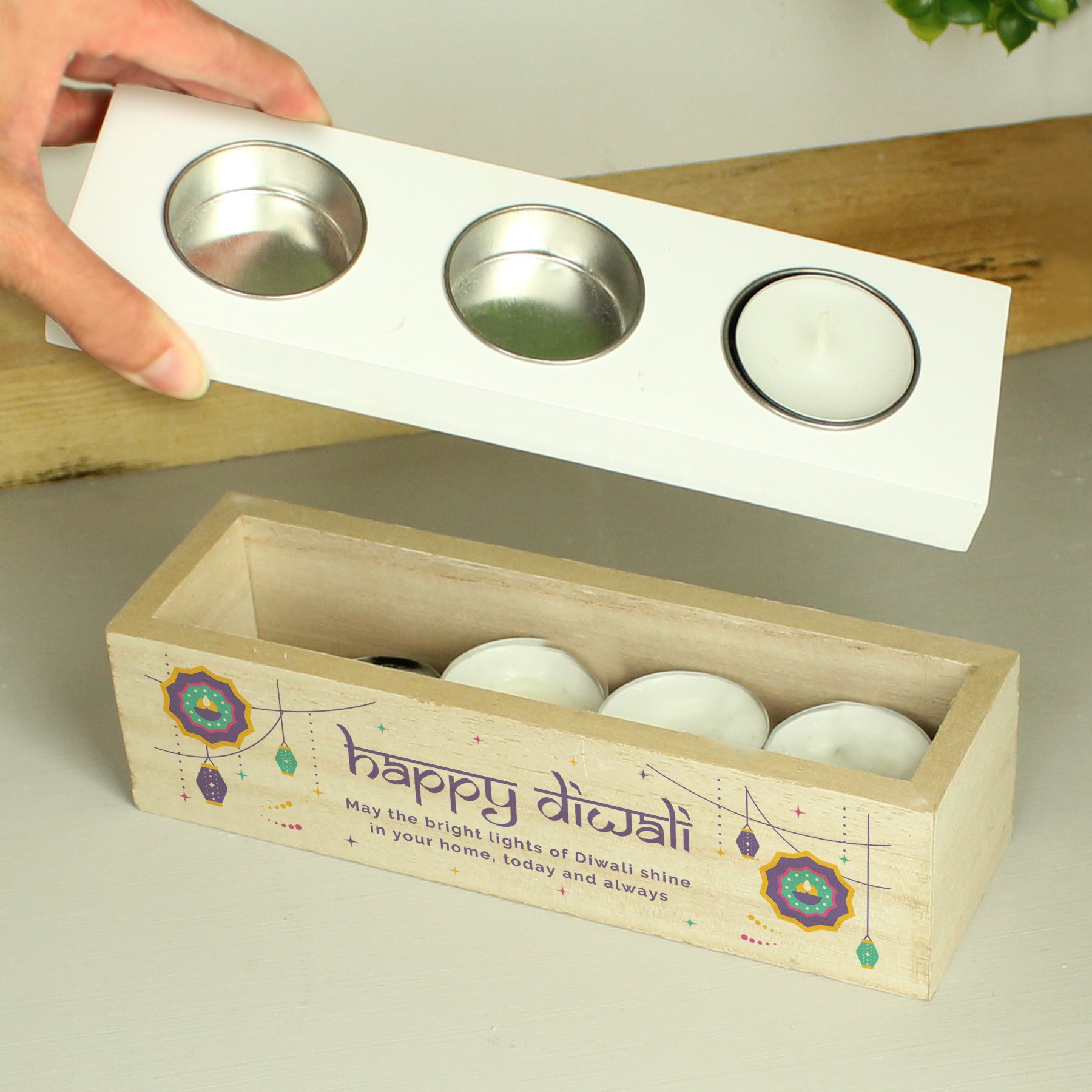 Personalised Diwali Triple Tealight Box - image 6