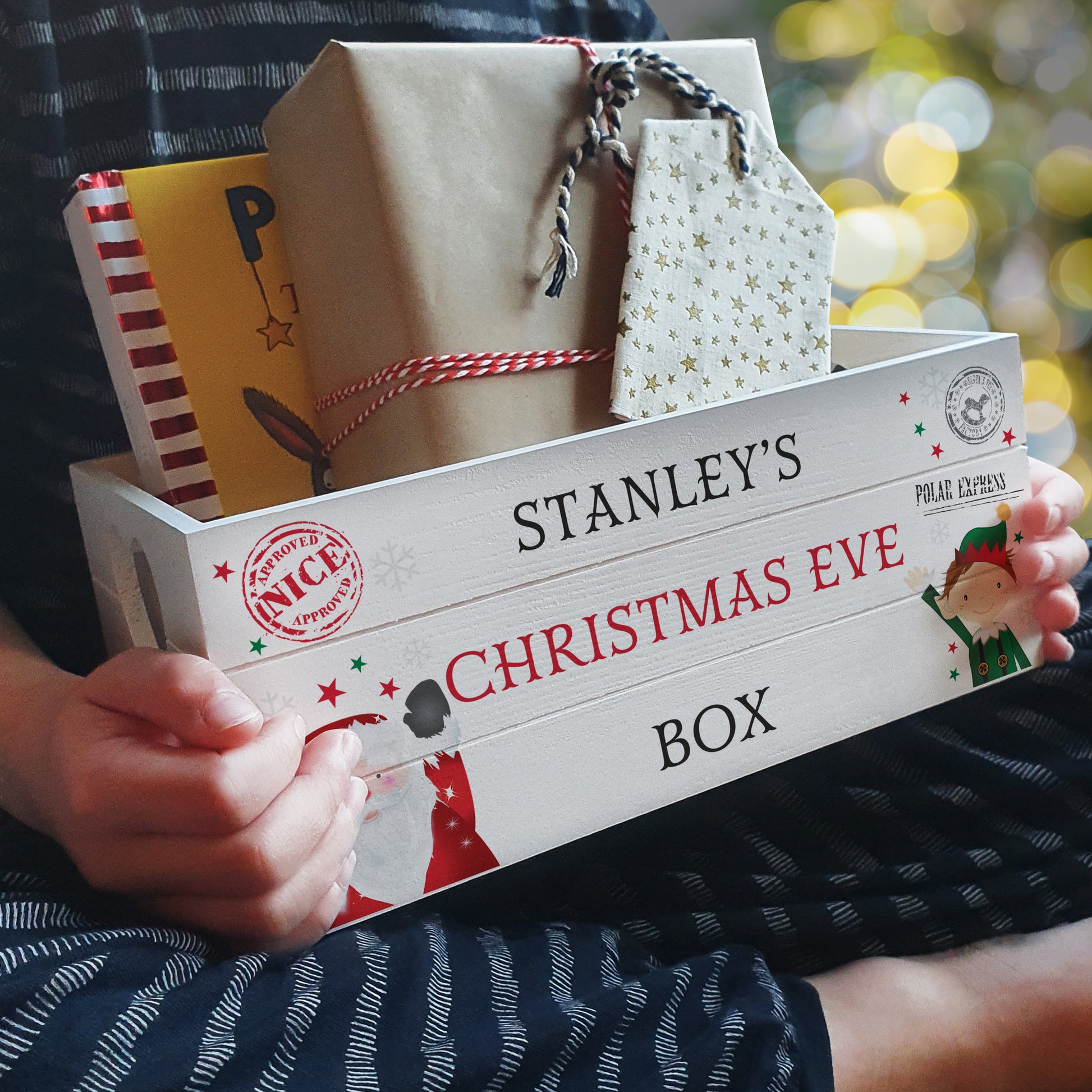 Personalised Christmas White Wooden Crate - image 2