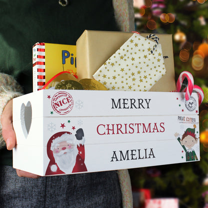 Personalised Christmas White Wooden Crate - image 3