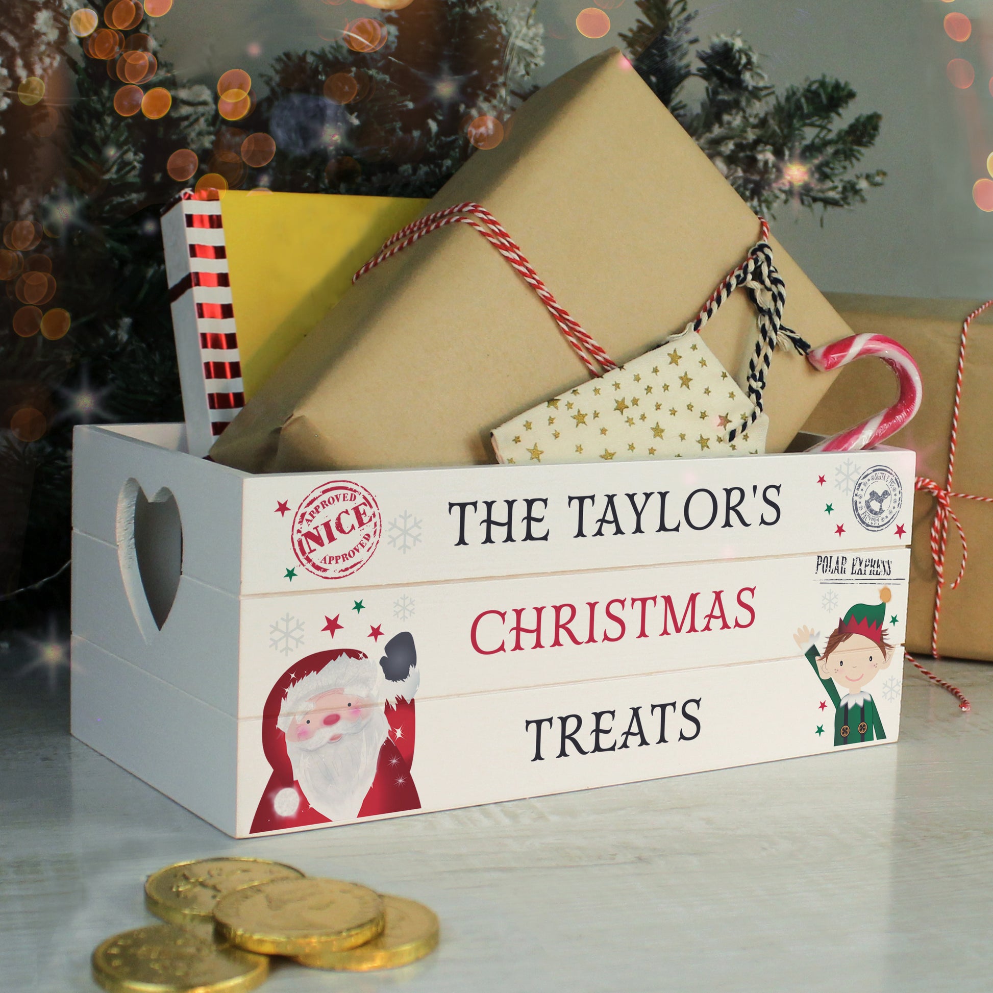 Personalised Christmas White Wooden Crate - image 4