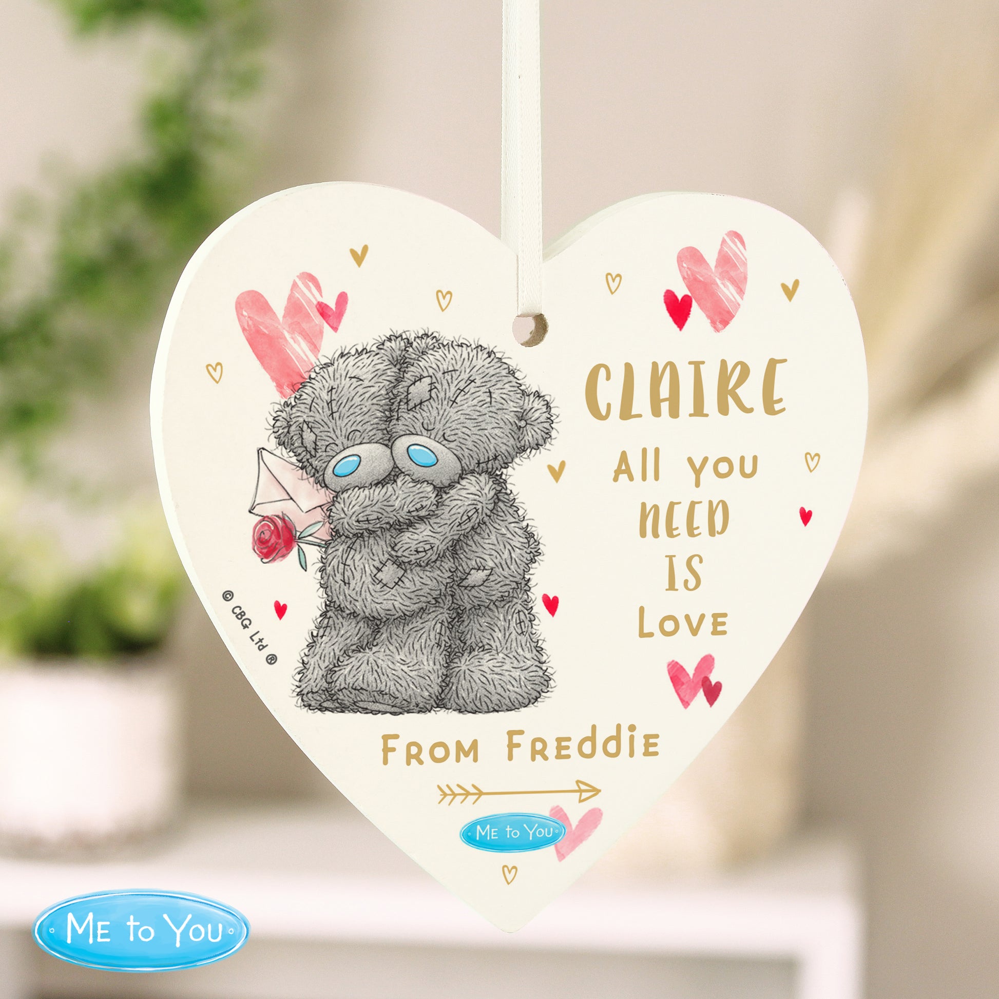 Personalised Me To You Hold You Forever Wooden Heart Decoration - image 3