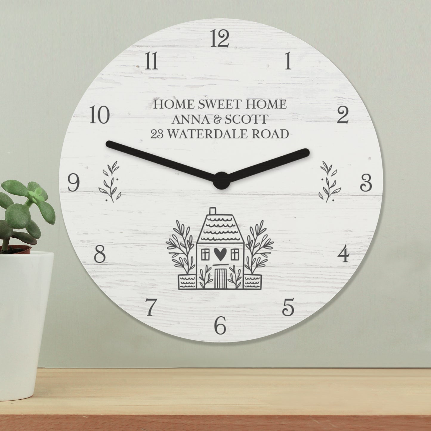Personalised HOME Shabby Chic Wooden Clock from Heartfelt Gifts