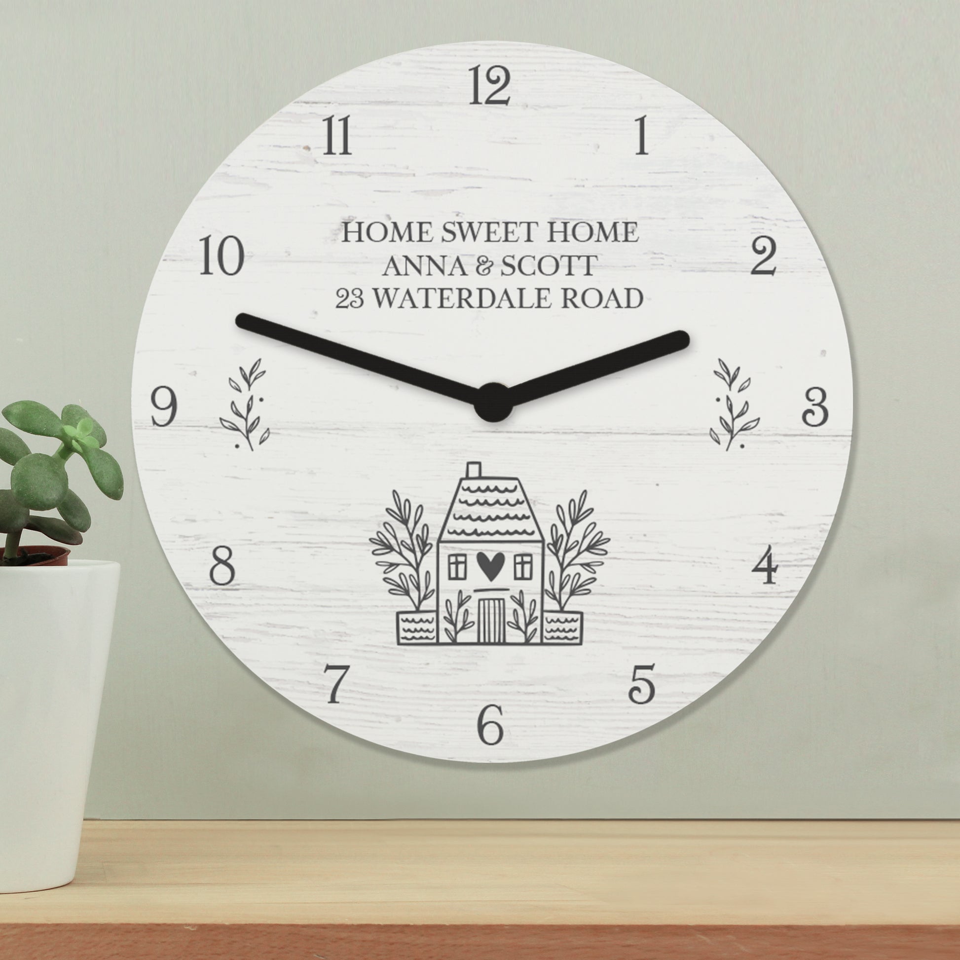 Personalised HOME Shabby Chic Wooden Clock from Heartfelt Gifts