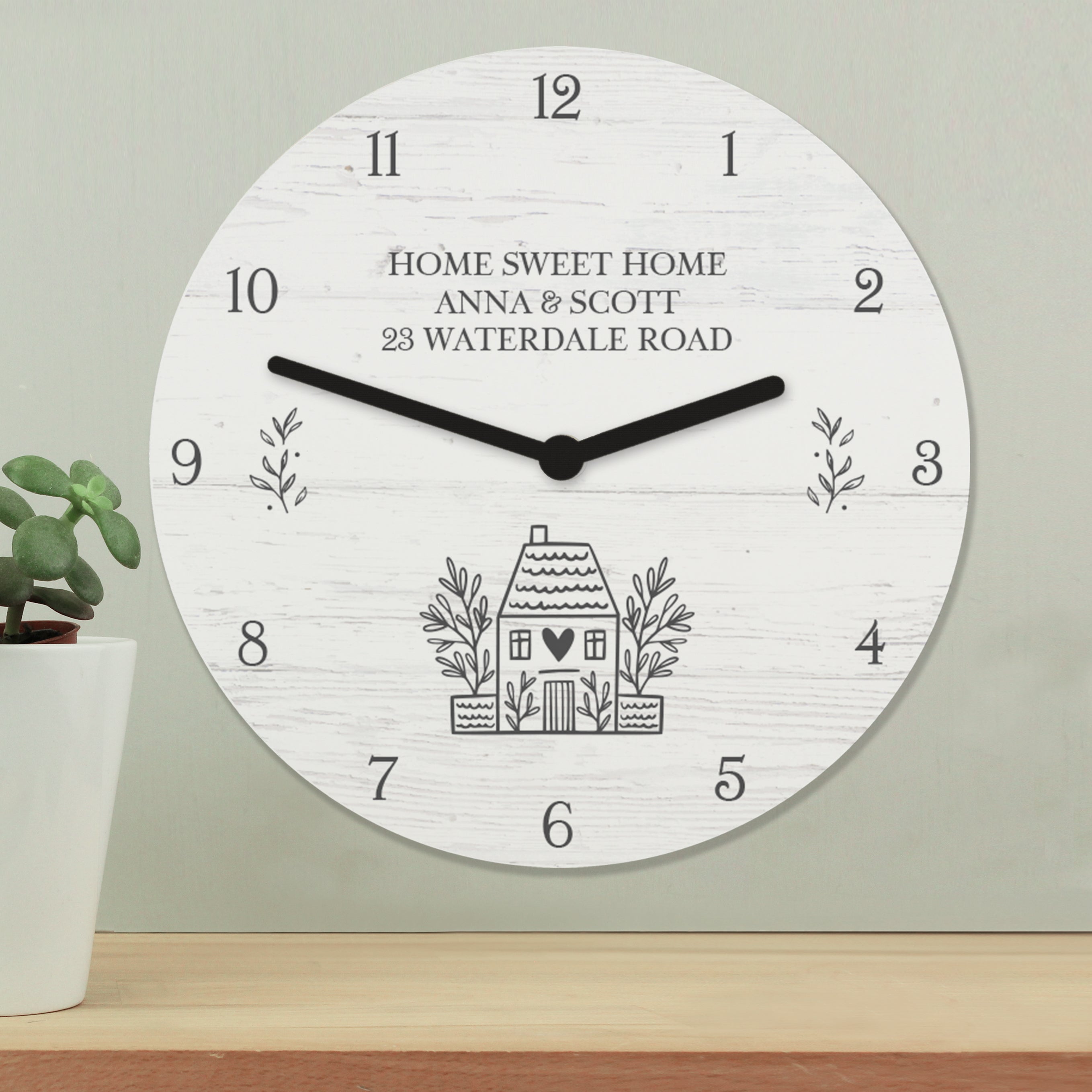 Personalised HOME Shabby Chic Wooden Clock from Heartfelt Gifts