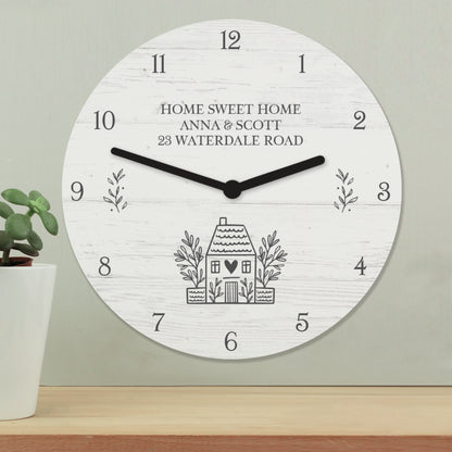 Personalised HOME Shabby Chic Wooden Clock from Heartfelt Gifts